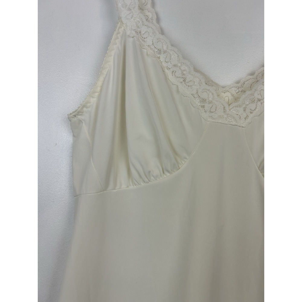 Vintage Slip Dress Womens Medium Babydoll Ivory Nylon Lace Trim Full Slip Read - Picture 4 of 7